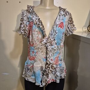 Escada Sport Y2K Silk Ruffles Blouse 40